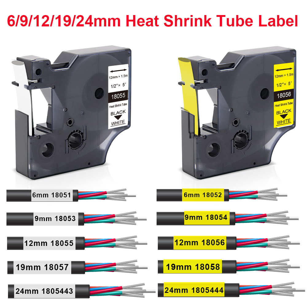 Heat Shrink Tubing - 18051 18052 Compatible Dymo Rhino Heat