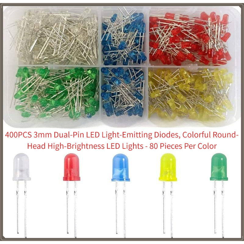 400PCS 3mm Dual-Pin LED Diodes - R/Diy Electronics 评论和价格