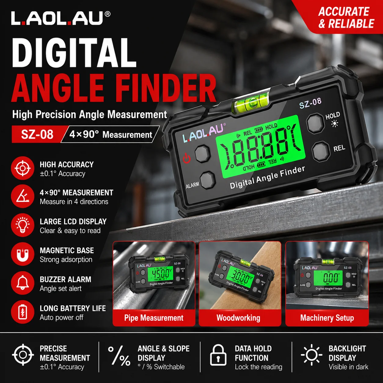 Digital Angle Gauge With Level - Diy Electronics Organizer 评论和价格